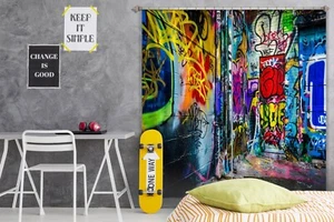 3D Graffiti Art Street G8153 Photo Blockout Curtain Fabric Window Erin 2023 - Picture 1 of 7