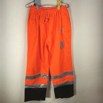 High-Visibility Reflective Work Pants Large 3M Scotchlite Orange/Black Safety - Image 1 of 4