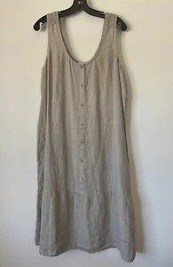 NWT Linen Vintage Look Nicole Miller NY Button Front Flounce Midi Dress Sz XL - Picture 1 of 7