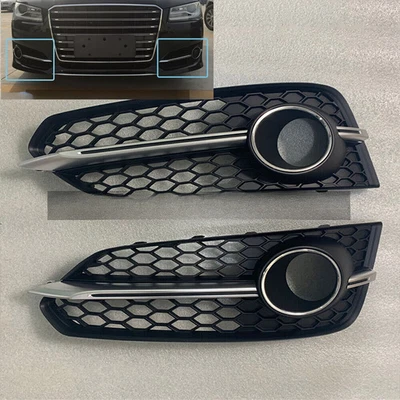 Cubierta de luz antiniebla delantera rejilla para Audi A8 A8L S8 Sline 2015 2016 2017 2 piezas Foto 1 de 4