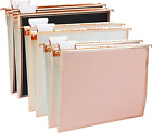 6 Pack Rose Gold Hanging File Folders with Pocket Letter Size Decorative File Fo