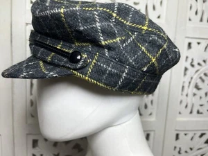 J. Crew Women's Newsboy Cap Hat 100% Wool Multi Color Tartan Plaid Size M/L - Picture 1 of 12