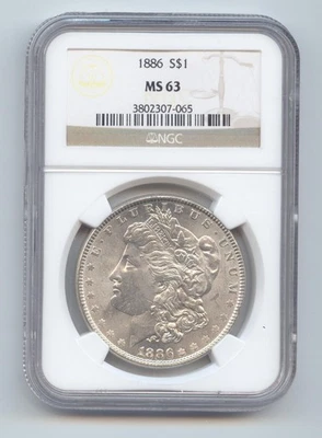 1886 Morgan Silver Dollar, NGC MS-63 - Image 1 of 2