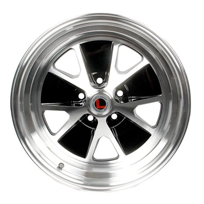 Legendary Wheel Co. Styled Alloy Wheel 17"x8" Black/Machined Mustang 1965-1973 - Image 1 of 3