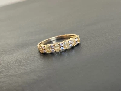 Anillo de diamantes amarillos naturales de oro de 18 quilates talla 6,5 Foto 1 de 4