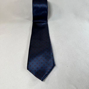 Oscar De La Renta Neck Tie Polka Dot 100% Silk Blue Navy USA - Picture 1 of 7