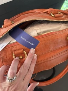 New with tags - Authentic Rebecca Minkoff leather mini satchel handbag (coral) - Picture 1 of 4