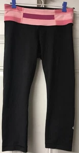 Lululemon Wunder Under Crop (Hi-Rise) *Full-On Luxtreme 21" Talla 6 Negro y Rosa - Imagen 1 de 7