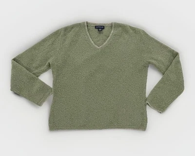 Suéter Ann Taylor Vintage Cuello en V Pullover Verde Salvia Mezcla Lana Merino Talla M Foto 1 de 4