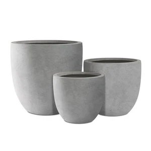 18", 14", and 10"W Natural Concrete Round Set of 3, Outdoor Indoor Planter Pots - Picture 1 of 10