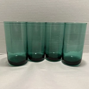 Vintage 4 PC Libbey Glass Juniper Green 5.75” Drinking Glasses Tumblers 16OZ - Picture 1 of 11