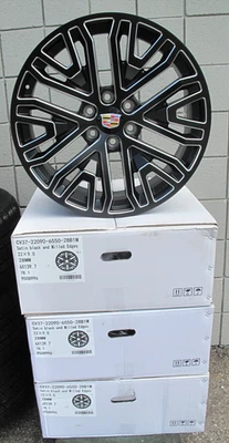 22" NUEVO CADILLAC ESCALADE ESTILO DE FÁBRICA NEGRO SATINADO FRESADO JUEGO 4 RUEDAS 5906 B Foto 1 de 4