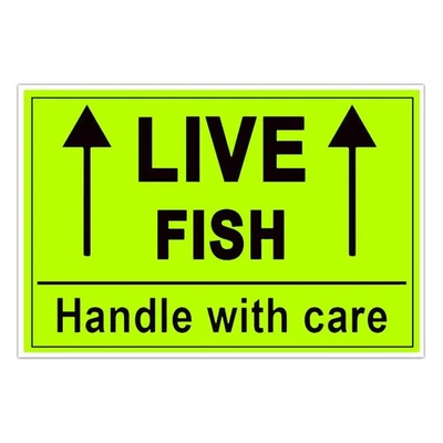 Remarkable Live Fish Stickers Shipping Labels, 2 X 3 Inch Fluorescent Green P...