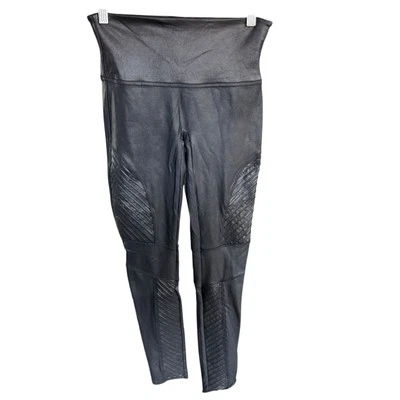Leggings Spanx Mujer M Negro Imitación Cuero Moto Punk Goth Shaping 20136R Rock Foto 1 de 4