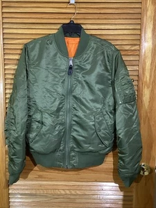 Alpha Industries Men’s Size Large Green MA-1 Flyers Bomber Jacket ZP-2759 - Picture 1 of 3