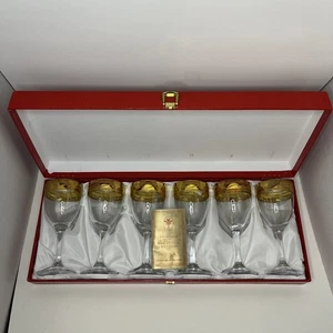 Copas de vino Cristalleria Fratelli Fumo con borde astillado dorado hechas a mano en Italia - Imagen 1 de 11