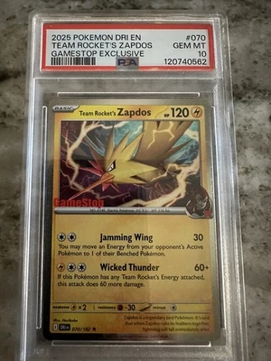 2025 Pokemon Destined Rivals Team Rocket's Zapdos Game Stop Exclusive #70 PSA 10 - Image 1 of 2