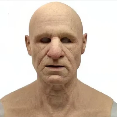 Maschera Antico Uomo, Cappello Di Testa Latice, Protesi Viso Realistico Ave - Immagine 1 di 4