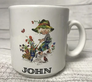 Vintage “JOHN” Personalized Child's Ceramic Mug Cup Tea Purbeck Ceramics England - Bild 1 von 4