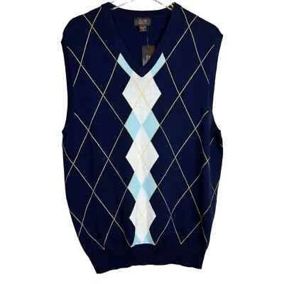 TASSO ELBA GOLF Sweater Vest in Blue and White Men's Size Large - Image 1 of 4