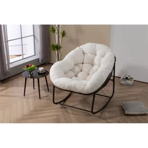 Outdoor Rattan Schaukelstuhl für Die Veranda, Das Wohnzimmer, Die Terrasse, Weiß - Bild 1 von 13