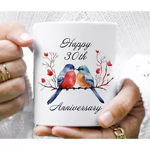 Happy 30th Anniversary Gift for Husband Wife Him Her, 30 Years Marriage Bird Mug - Picture 1 of 2
