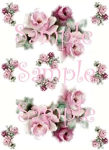 Shabby Victorian Handpainted Rose Swag Waterslide Decals - Picture 1 of 1