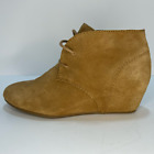 Nine West Leather Wedge Booties in Tan, size 8.5