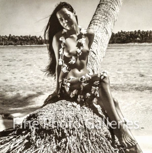 1947 Vintage TAHITI Female Nude ADOLPHE SYLVAIN Island Girl w Lei Photo on 16x20 - Picture 1 of 1