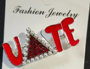 Delta Vote Enamel Crystal Brooch Pin SPARKLES - Picture 1 of 3