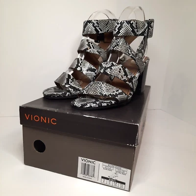 Vionic Womens Blaire Snake Heels Size 8 Strappy Sandals 3.5" Block Heel - Image 1 of 4