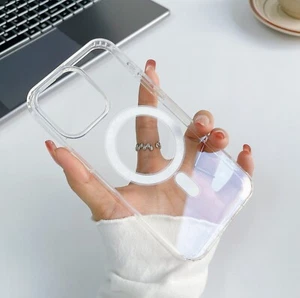 Transparent Magsafe Clear Phone Case For IPhone 14 15 16 Pro Max - Photo 1 sur 5