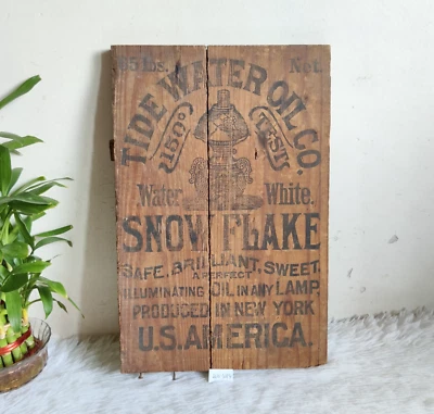 1920-е винтажная рекламная деревянная ретро вывеска Tide Water Oil Co. США WN424 - Изображение 1 из 4