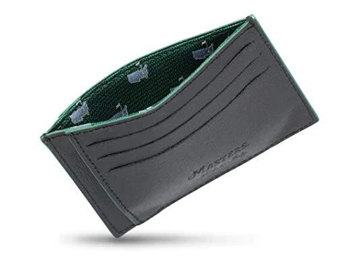 Masters Logo Debossed Golf Black Italian Leather Credit Card Case Wallet Cover