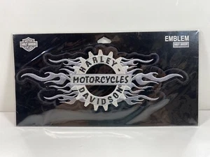 Harley-Davidson 10''x4.5'' Embroidered H-D Chromium Emblem Sew-On Patch - Black - Picture 1 of 2