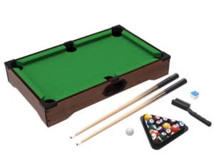 Toy Time Mini Pool Table Set Tabletop Party Game Cue Sticks Balls Chalk Triangle - Picture 1 of 6