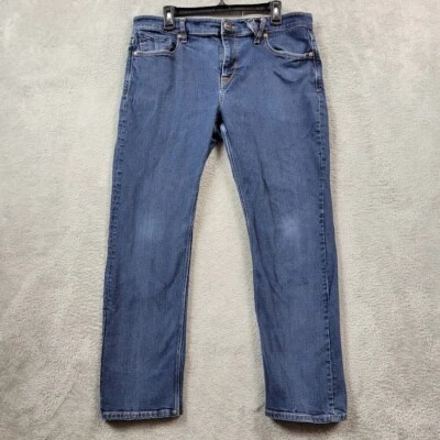 Volcom Solver Modern Straight Jeans Men 38X28 (Fits 34X28) Blue Grunge Skater - Image 1 of 4