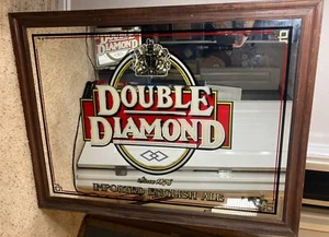 Huge Double Diamond Back Bar Display Mirror Mancave 53”x41” - Picture 1 of 6