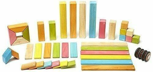 42 PC Tegu Magnetic Wooden Block Set Tints Building Christmas Gift