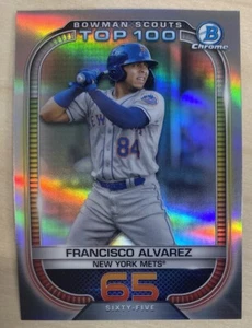 FRANCISCO ALVAREZ - 2021 Bowman Chrome SCOUTS TOP 100 #BTP-65 - NEW YORK METS - Picture 1 of 2
