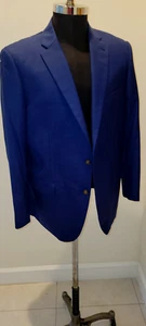INDOCHINO ROYAL BLUE WOOL WEAVE 2 BUTN BLAZER SIZE 47 S L 29" SLEV 5 1/2 + 24 - Picture 1 of 11