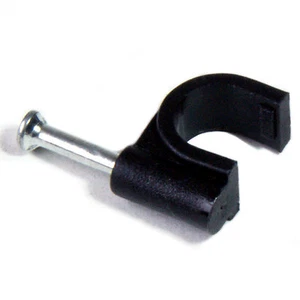 200x 7mm Black Round Cable Clips Coax CAT6 Sky Wall Mounts Aerial Brick Outdoor - Picture 1 of 1