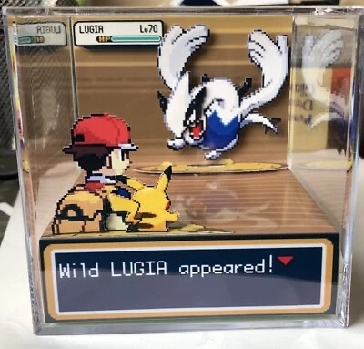 GAMER NOSTALGIA Legendary Pokemon Lugia 3D Cube Handmade Diorama Shadowbox