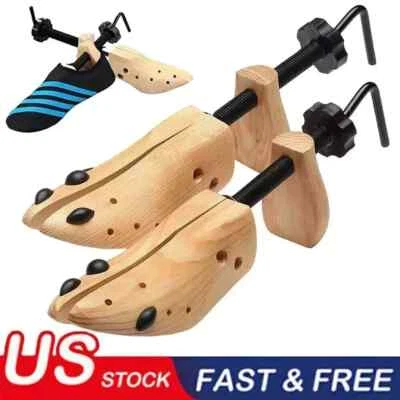2025 One Pair 2-way Wooden Adjustable Shoe Stretcher for Men Women Size 9-13 - Image 1 of 4