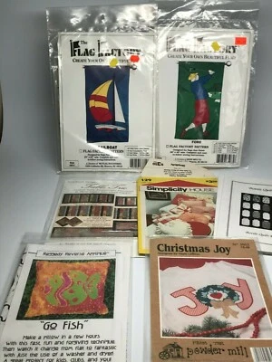Lot Of 7 Craft Patterns Flags Pillows Clothes Table Linens - Image 1 of 4
