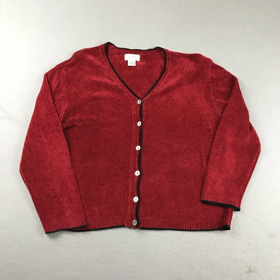 VTG Foxcroft Sweater Womens Large Red V Neck Button Up Lightweight Cardigan - Image 1 of 4