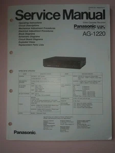 Panasonic Service Manual VCR AG-1220 - Picture 1 of 2