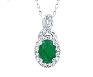 3.50 Ct Certified Natural Emerald Diamond 14K Solid White Gold Pendant - Picture 1 of 2