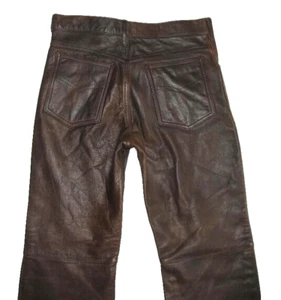 Narrow Leather Jeans/Leather Pants IN Dark Braun From Smooth Approx. W28/L34 - Picture 1 of 4