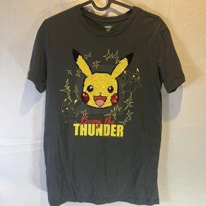 Old Navy Boys XL 14/16 Flip Sequin Pokemon Short Sleeve Shirt Pikachu XLarge - Picture 1 of 4